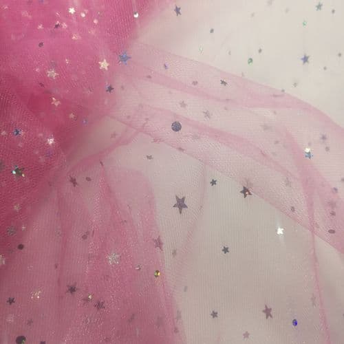 Sequin Star Shape Sparkling Soft tulle Pink