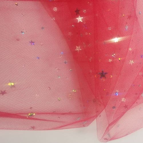Sequin Star Shape Sparkling Soft tulle Red