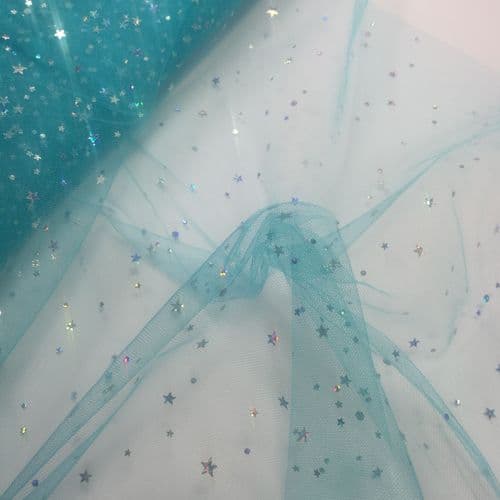 Sequin Star Shape Sparkling Soft tulle Turquoise