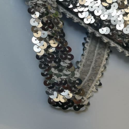 Silver Stretch Sequin Trim