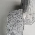 Silver Wish Flower Wired Ribbon  6.2cm