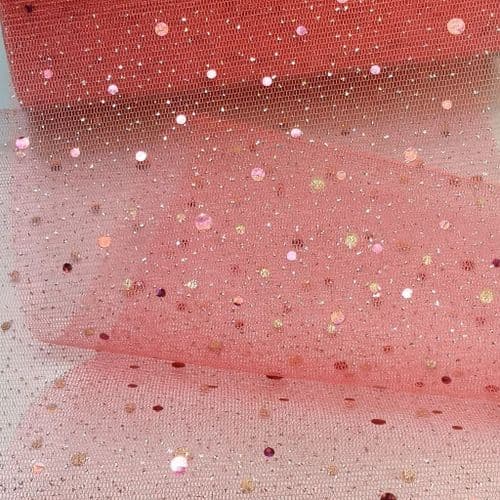 Sparkle Tulle Coral Pink I 10 Enhanced Soft Tulle