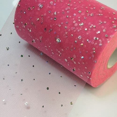 Sparkle Tulle Dark Pink Sequin Tulle 6 inch