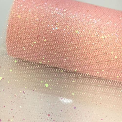 Sparkle Tulle Light Pink Glitter Stiff Tulle
