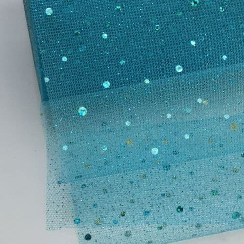 Sparkle Tulle Turquoise Blue I07 Enhanced Soft Tulle