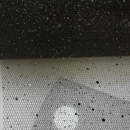 Sparkles Tulle Black Glitter Stiff Tulle