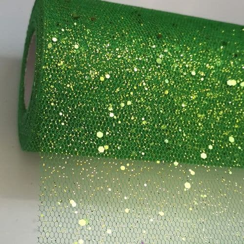 Sparkles Tulle Emerald Glitter Stiff Tulle