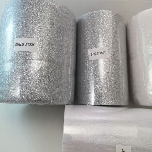 Sparkly Silver Glitter Soft Tulle Roll Eurotulle
