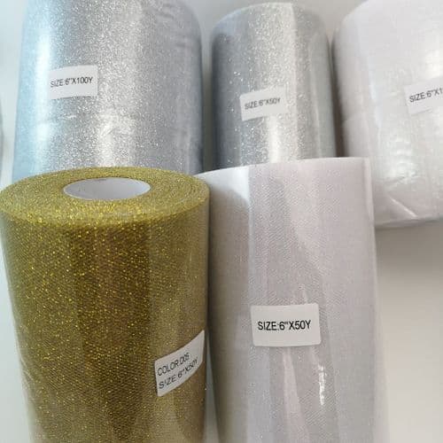 Sparkly White Glitter Soft Tulle Roll Eurotulle