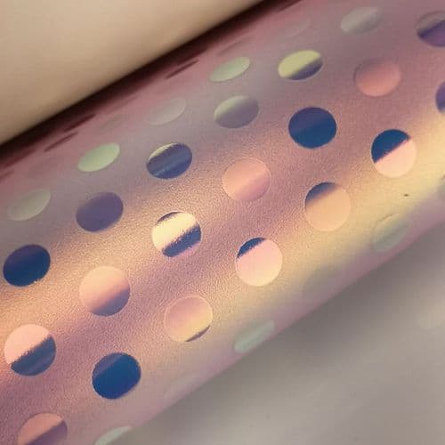 Spotty Light Pink Leatherette Fabric Eurotulle