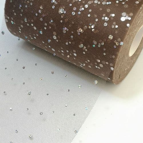 Tulle Roll Brown Sequin Tulle 6 inch width Eurotulle
