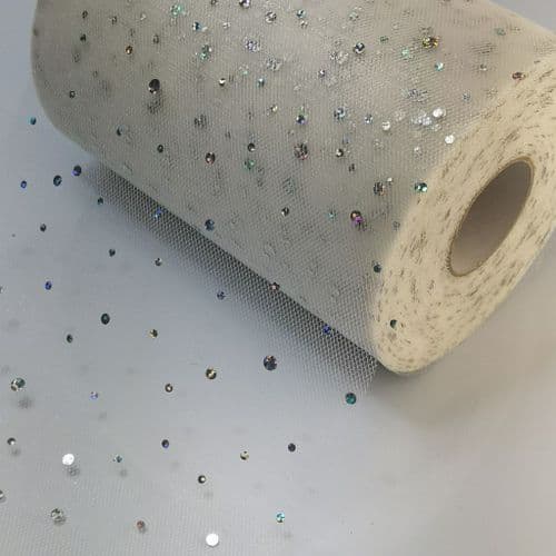 Tulle Roll Ivory Sequin Tulle 6 inch width Eurotulle