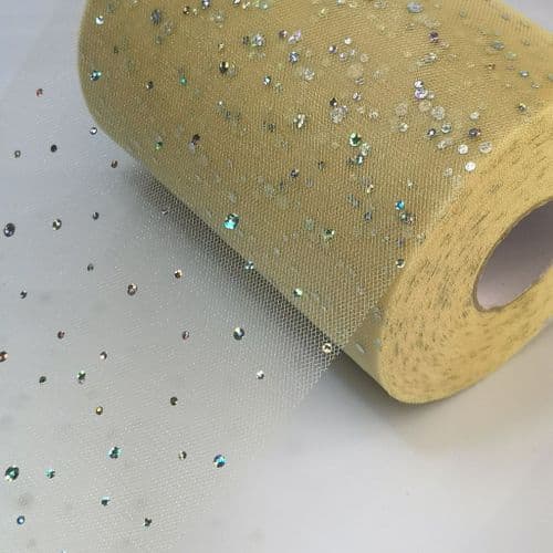 Tulle Roll Light Gold Sequin 6 inch width Eurotulle