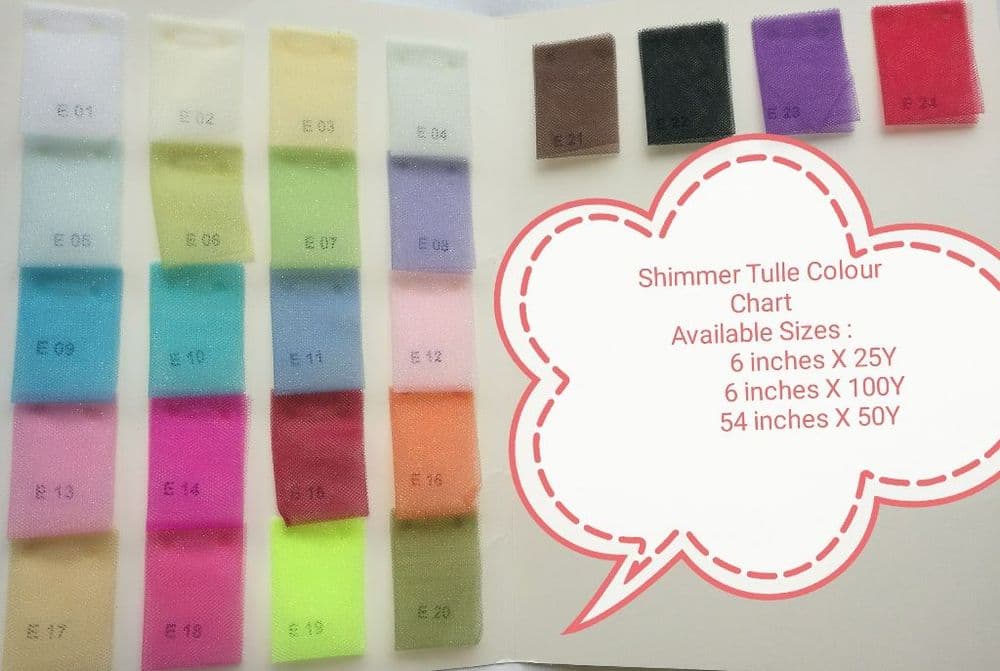 Shimmer Tulle Color Chart.UK