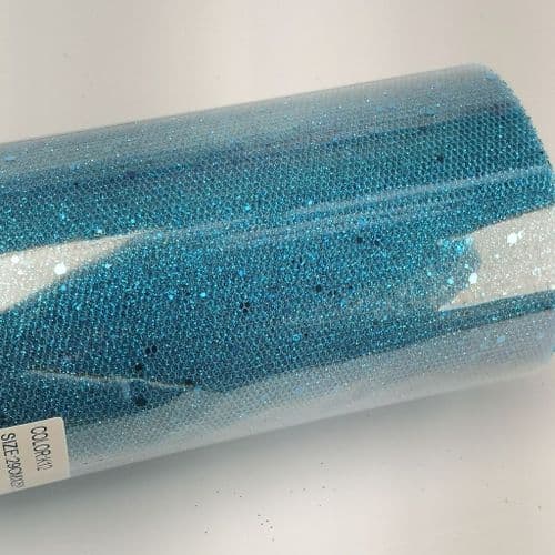 Turquoise Glitter Stiff Honeycomb Sparkle Tulle Fabric Eurotulle
