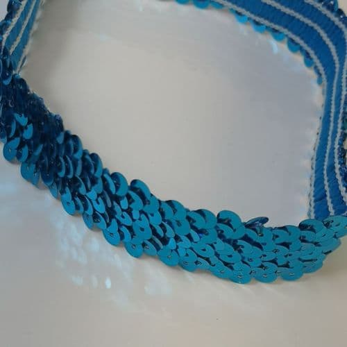 Turquoise Stretch Sequin Trim