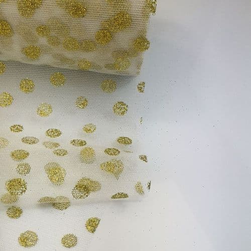 White Enhance Glitter Dot Netting Fabric 6 inch x 10 Y