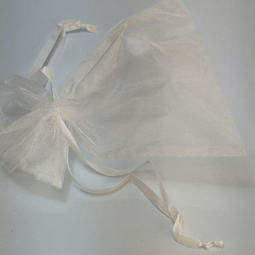 White  Organza Pouch with Ribbon Drawsting 5.5" x 7.5 Inches 13.5 cm x 19 cm  30 pcs Or 100 pcs Pack