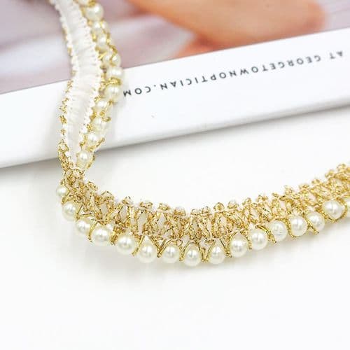 White Pearl With Gold Trim