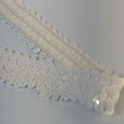 White Stretch Sequin Trim