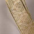 Wired Gold Wish Flower Wired Ribbon  6.2cm