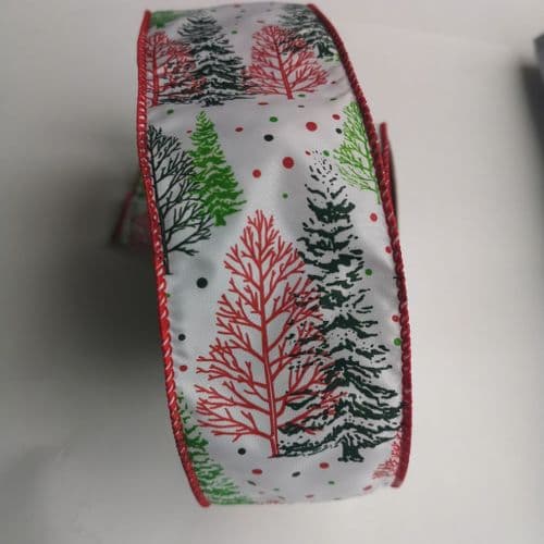 Xmas Tree Wired Ribbon 6.2cm