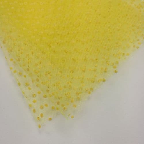 Yellow Flocked Dots 54 inch Soft Tulle Fabric Eurotulle