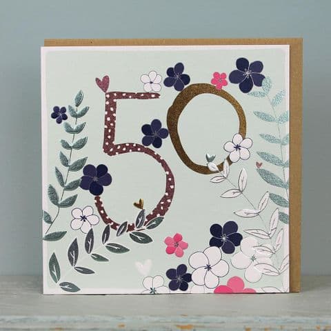 50 BIRTHDAY CARD FLOWERS