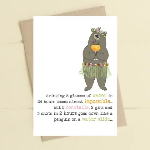8 GLASSES OF WATER GREETING CARD