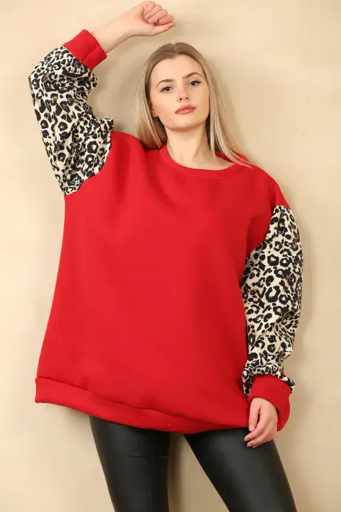 ABBY LEOPARD SLEEVE SWEAT