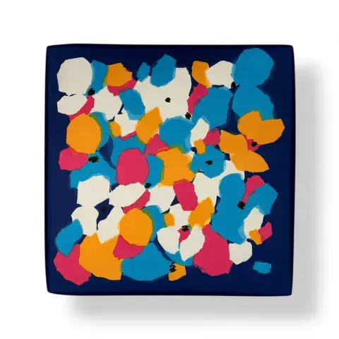 ABSTRACT FLORAL BRUSHSTROKE SCARF IN BLUE