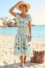 ABSTRACT FLORAL MIDI DRESS