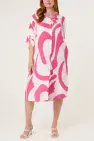 ABSTRACT PRINT BUTTON UP SHIRT DRESS