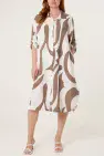 ABSTRACT PRINT BUTTON UP SHIRT DRESS