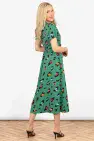 ADDIE SHORT SLEEVE WRAP DRESS GREEN LEOPARD MULTI