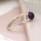 AMETHYST CAB STERLING SILVER RING - SIZE 54 (SMALL)