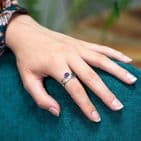 AMETHYST CAB STERLING SILVER RING - SIZE 54 (SMALL)