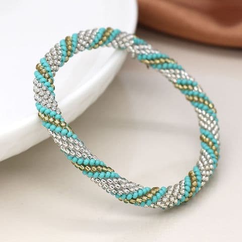 AQUA & METALLIC TWIST BEAD BLET