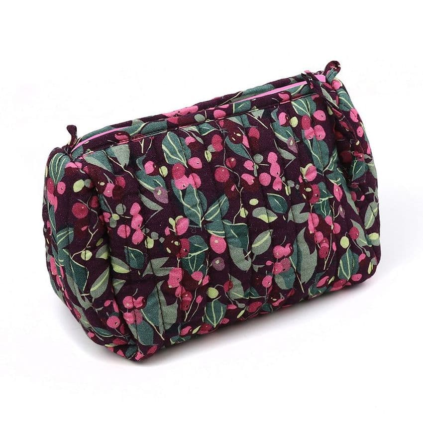 AUBERGINE WINTER BERRY QUILTED MAKE UP BAG SML