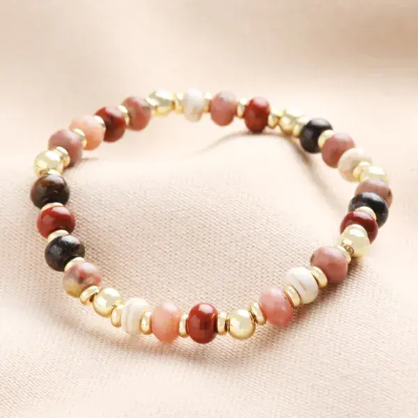 AUTUMNAL MIXED BEADED BRACELET IN GOLD