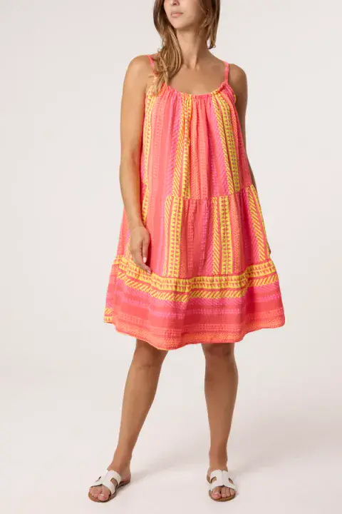 AZTEC CHEESECLOTH CAMI MINI DRESS
