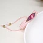 BABY PINK/LILAC 'EVIL EYE' HANDLOOMED BEADED RIBBON BRACELET