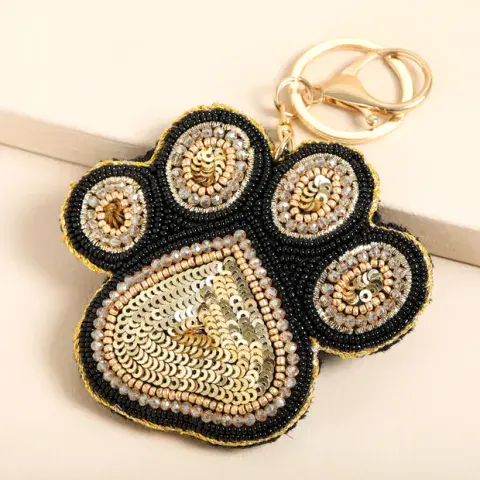 BEADED PAWPRINT KEYRING AND BAG CHARM