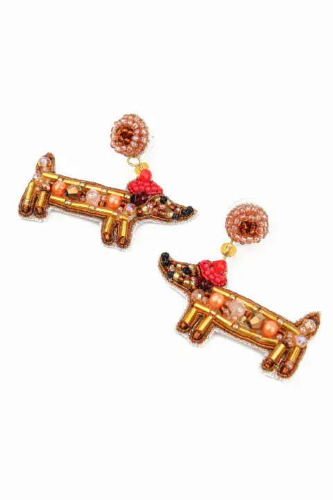 BEADED SAUSAGE DOG EARRINGS
