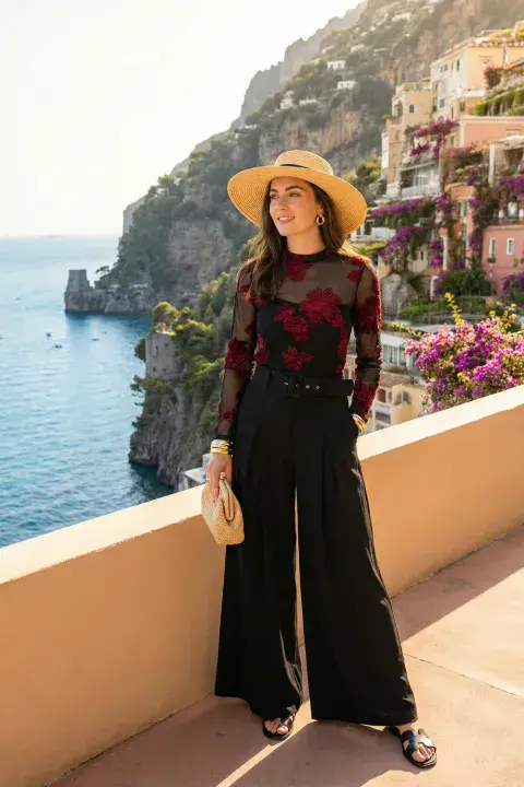 BELTED WIDE LEG TROUSER