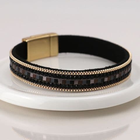 BLACK AND GOLDEN MAGNETIC BRACELET