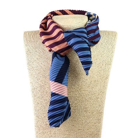 BLUE/ BURGAUNDY MIX RECYCLED CRINKLE SCARF