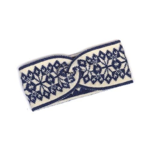 BLUE & CREAM MIX SCANDI STAR FLOWER TWIST HEADBAND