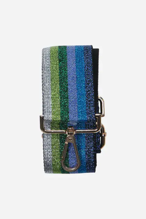 BLUE GREEN GLITTER STRIPE STRAP GOLD