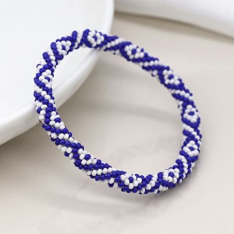 BLUE MIX DIAMOND PATTERN BEAD BLET